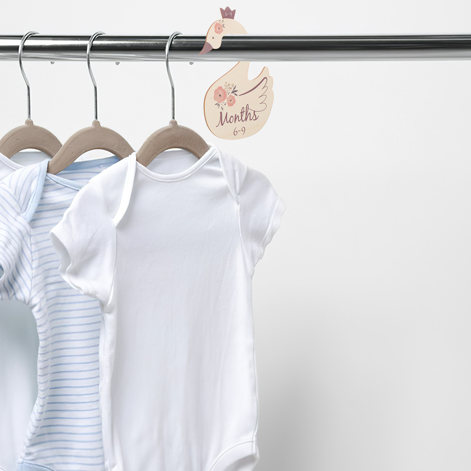 Closet Organizer Baby - 7Pcs Pembatas Lemari Kayu Bentuk Angsa,