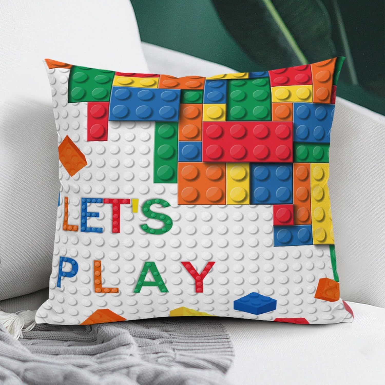 Baby Nursery Chair - Sarung Bantal Motif Balok Bangunan Berwarna-warni,