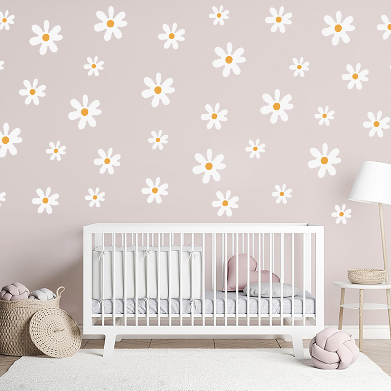 Baby Nursery Diy - Boho bunga aster stiker dinding untuk