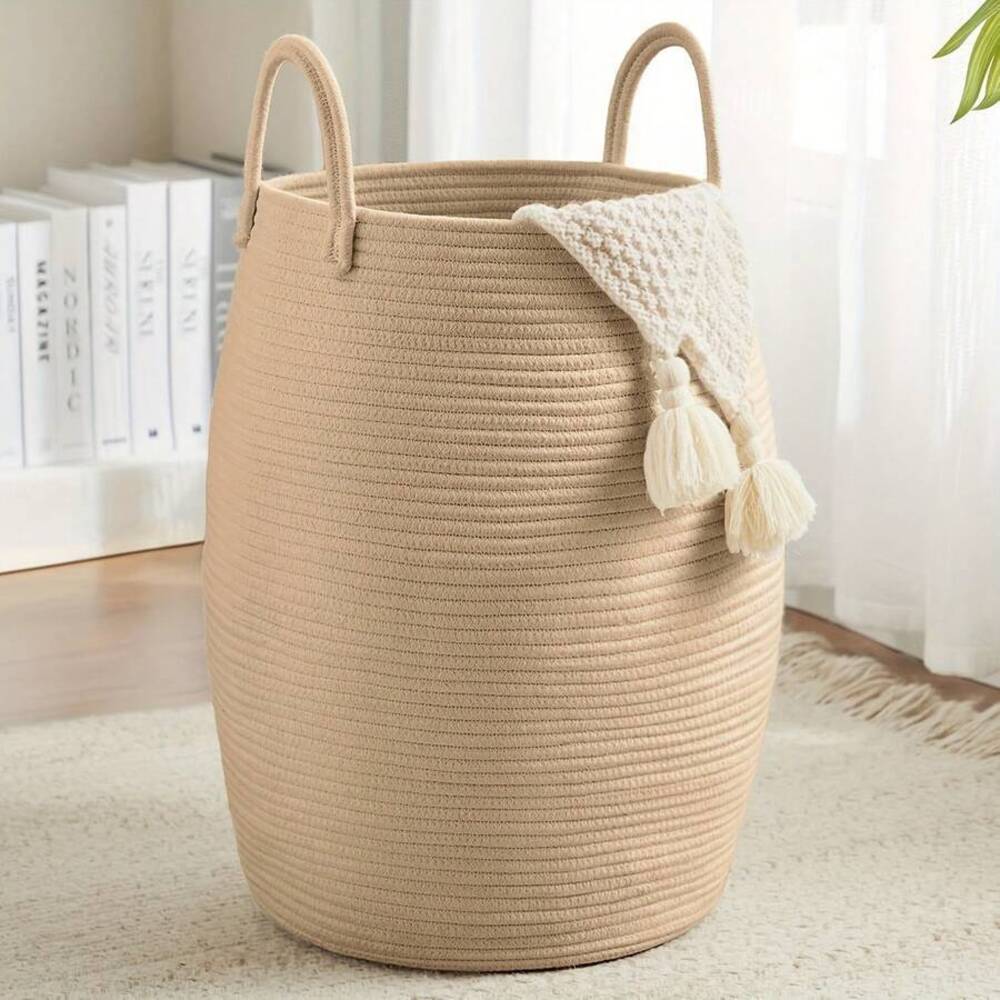 Storage Basket Fabric - Keranjang Penyimpanan Anyaman Hitam Beige, Keranjang