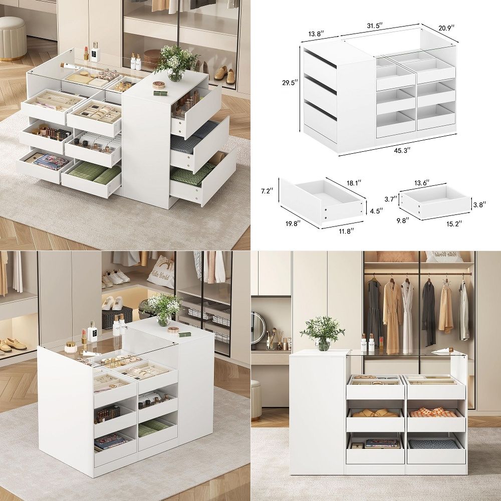 Drawer Dresser White - Lemari Pulau dengan Laci, Lemari Pakaian