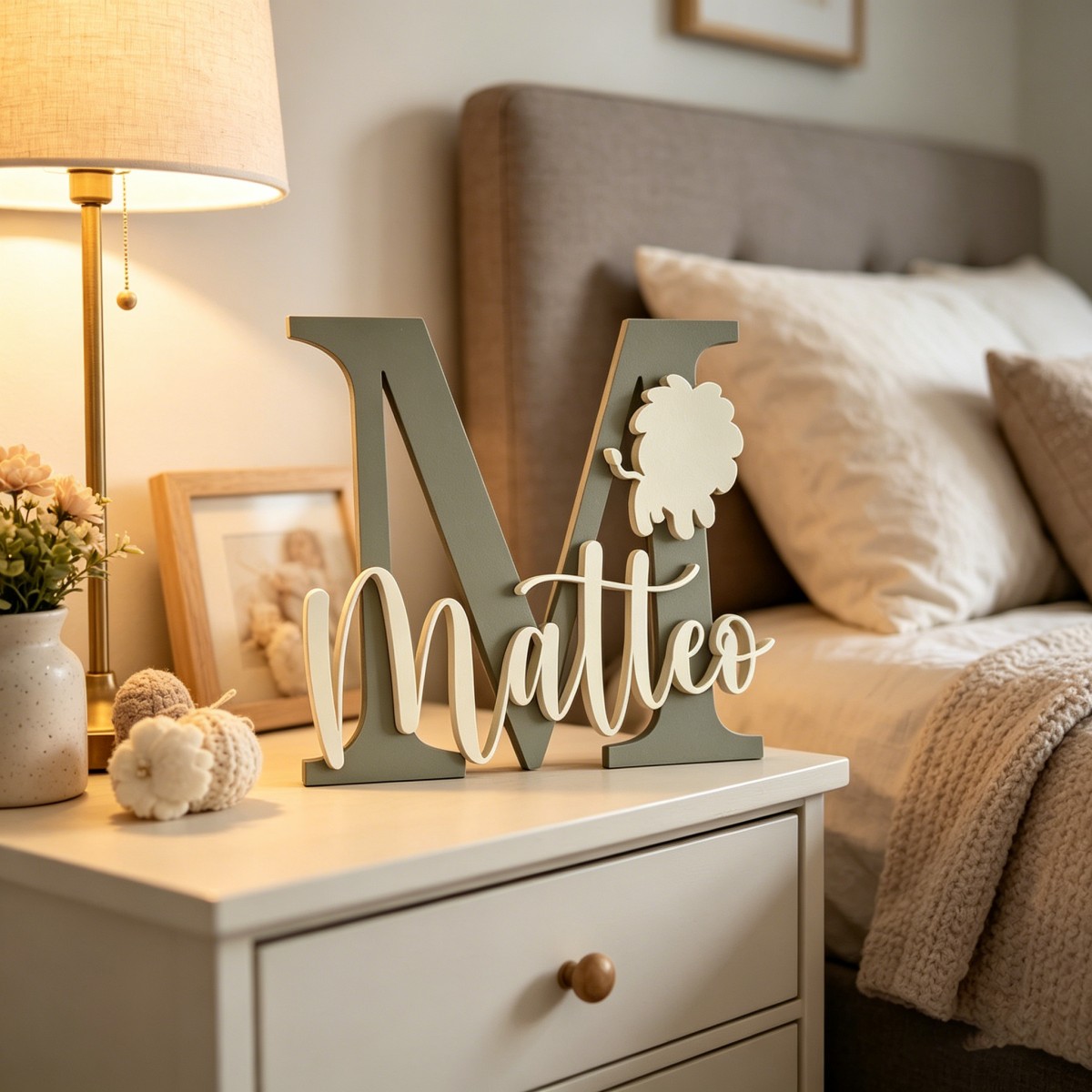 Baby Nursery Diy - 1 Buah Plakat Nama Kayu Inisial