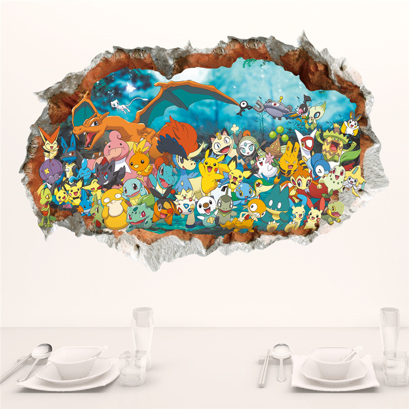 Baby Nursery Decals - Stiker dinding kartun 4:pikachu, untuk ruang