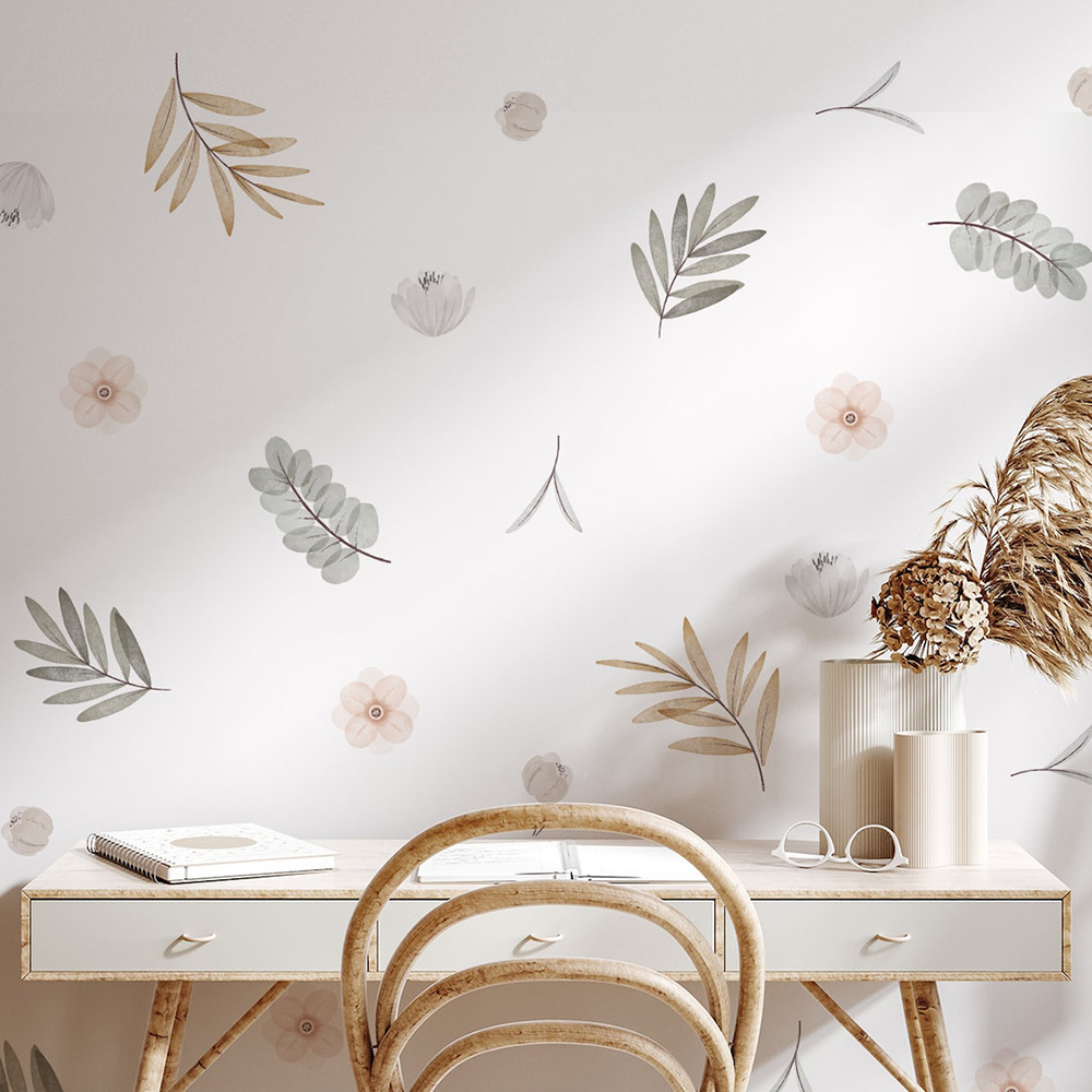 Baby Nursery Diy - Boho daun botani DIY stiker dinding