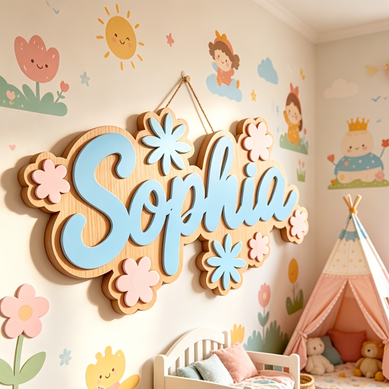 Baby Nursery Sign - Papan Nama Kamar Bertema Bunga yang