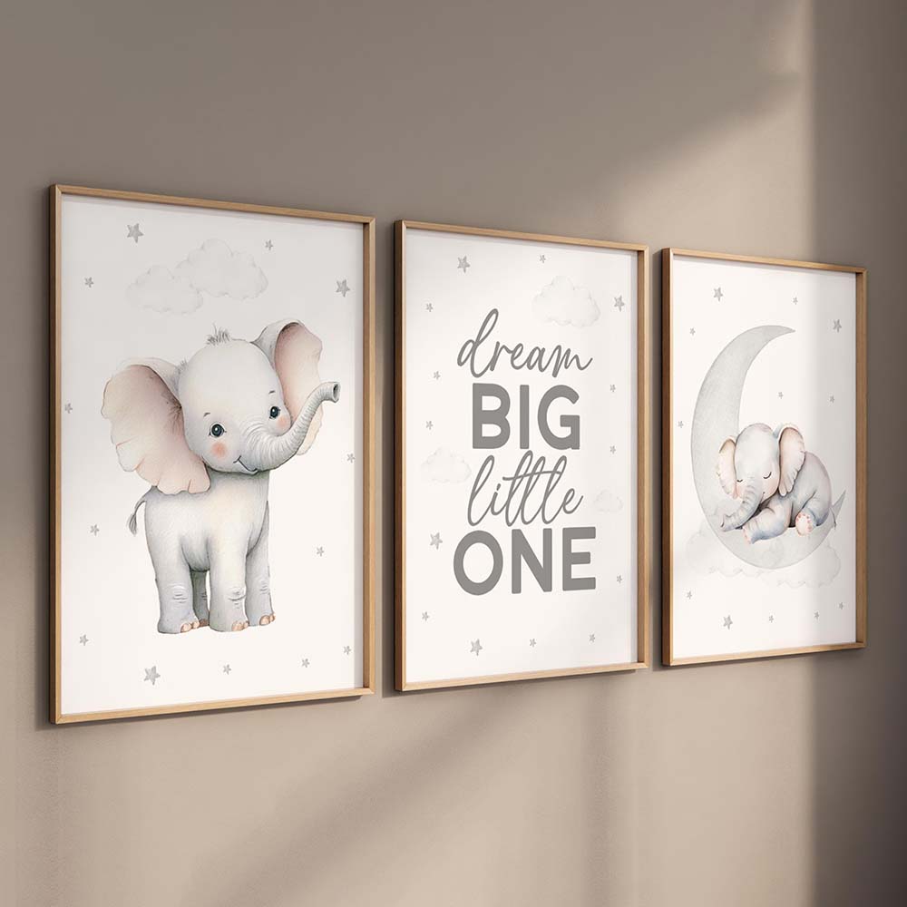Set Cetakan Kanvas HD Tema Saf - Baby Nursery Elephant Theme ulasan dan harga
