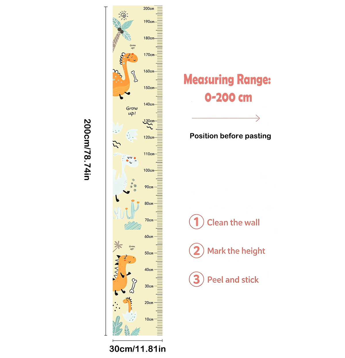 Stiker Dinding Kartun Kaktus D - Growth Chart Ruler ulasan dan harga