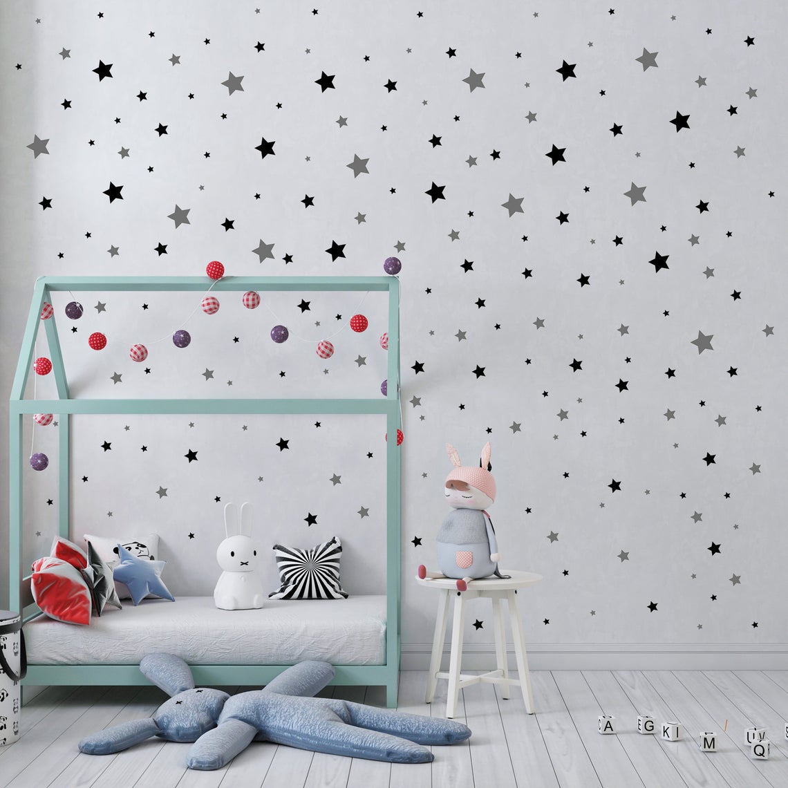 Stiker dinding bintang kartun  - Baby Nursery Wallpaper ulasan dan harga