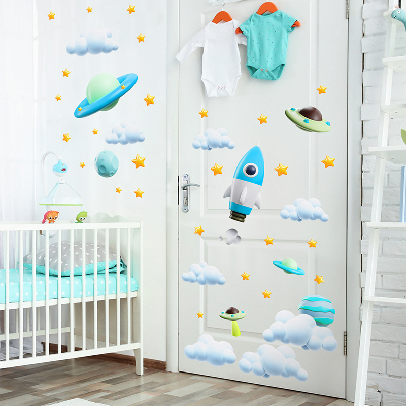 Stiker Dinding UFO Roket Luar  - Baby Nursery Diy ulasan dan harga