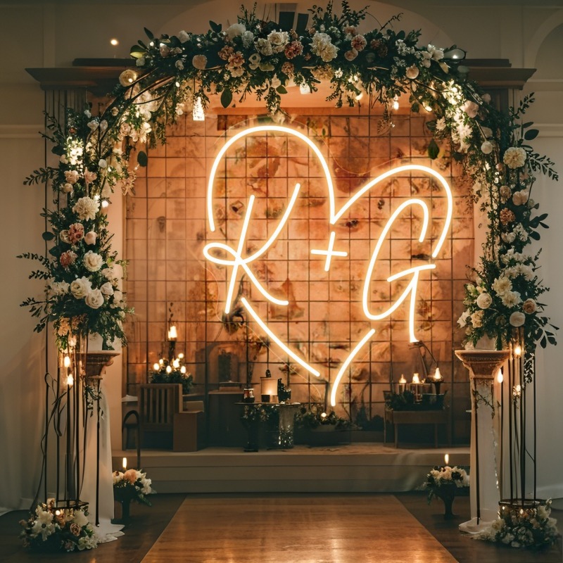 Tanda Neon LED Hati Inisial Ku - Baby Nursery Sign ulasan dan harga