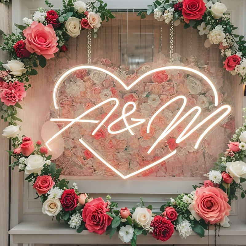 Tanda Neon LED Hati Inisial Ku - Baby Nursery Sign ulasan dan harga