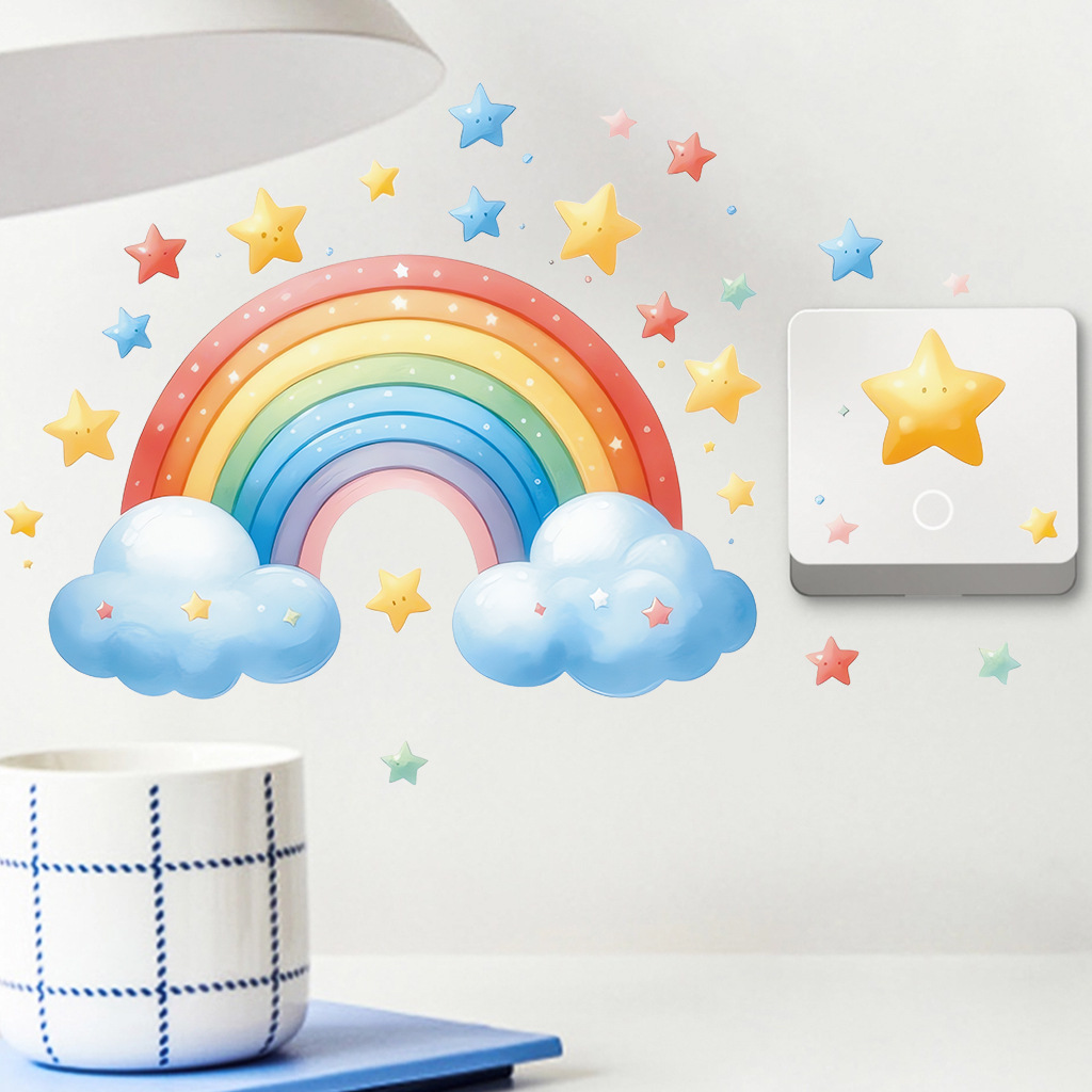 Stiker Dinding Pelangi Kartun  - Baby Nursery Diy ulasan dan harga