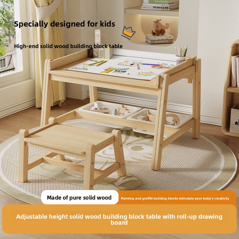 Meja dan kursi kayu solid, mej - Baby Nursery Chair ulasan dan harga