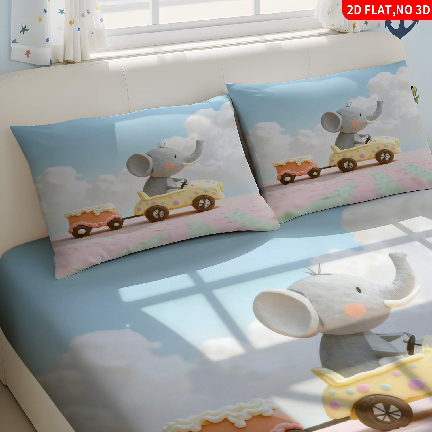 Set Sprei Tiga Bagian Cetak Di - Baby Nursery Elephant Theme ulasan dan harga