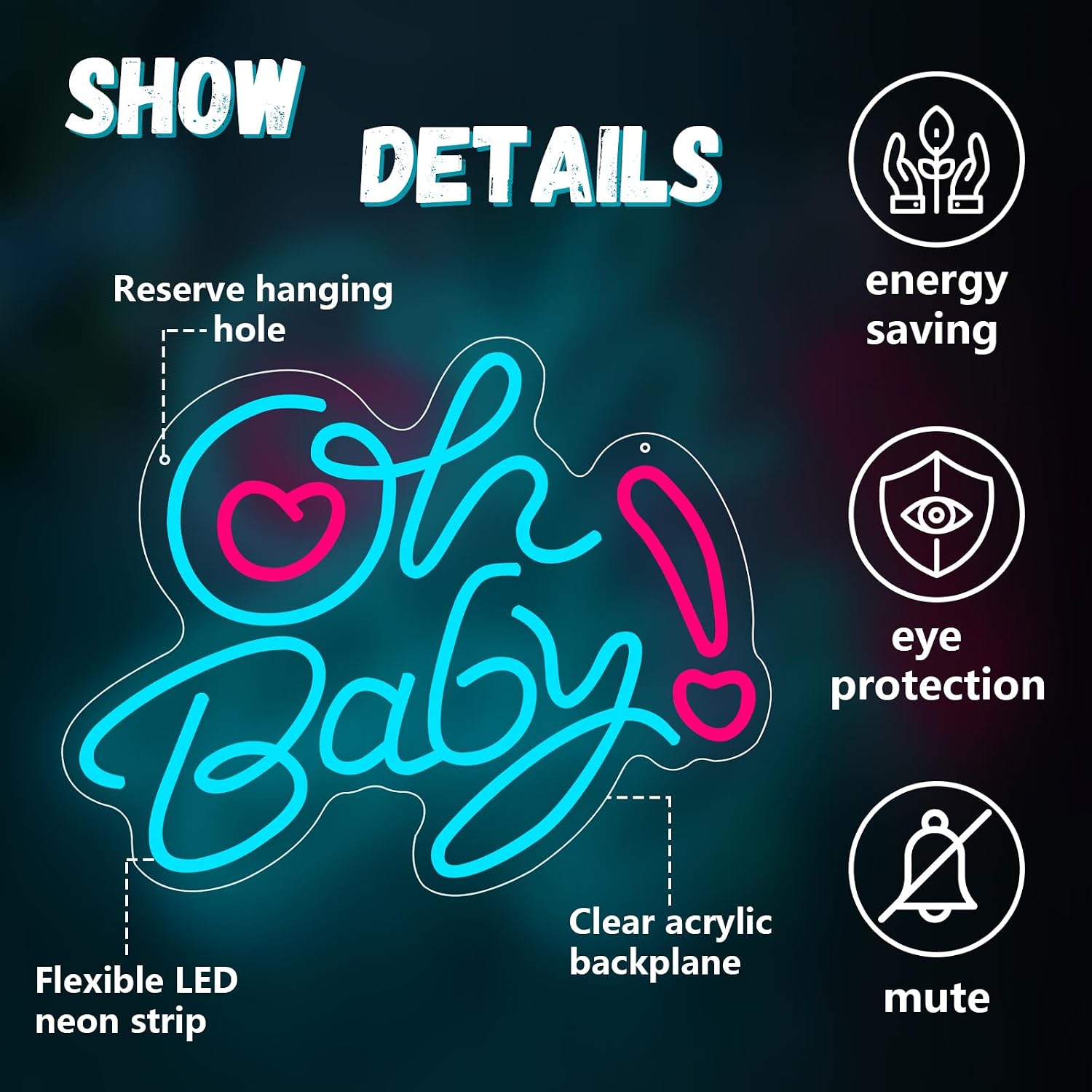 Lampu Neon LED Bentuk Hati Bay - Baby Nursery Wall Lights ulasan dan harga