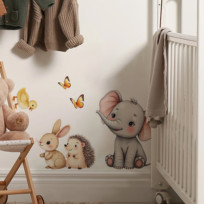 Stiker Dinding Hewan Kartun-St - Baby Nursery Wallpaper ulasan dan harga