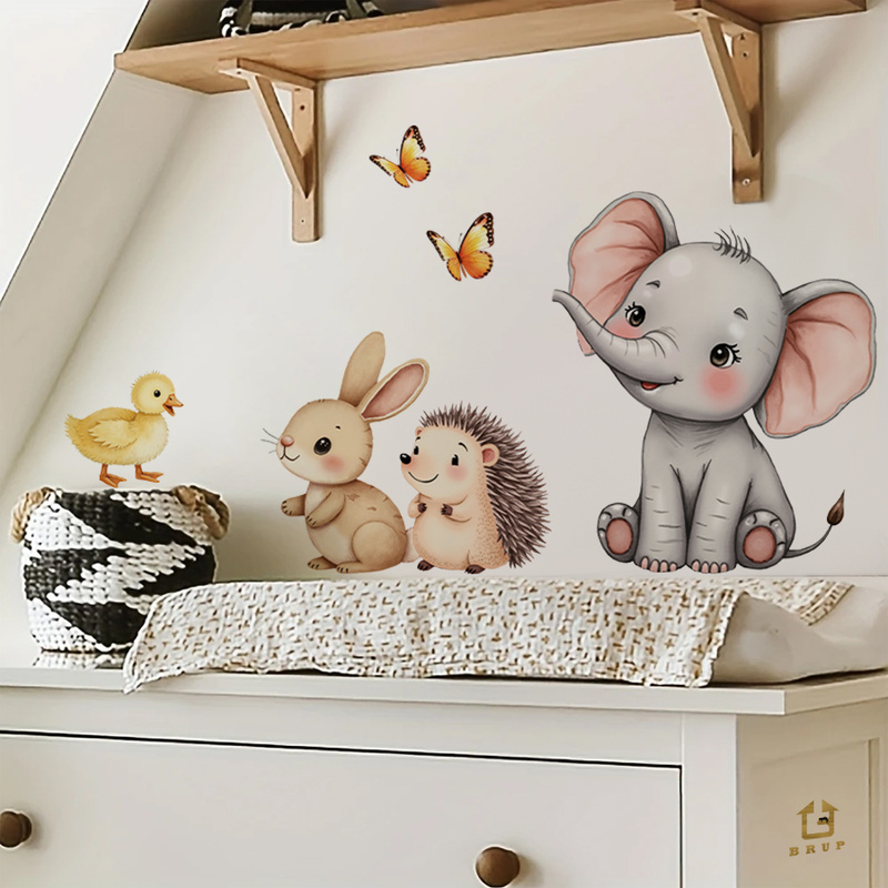 Stiker Dinding Hewan Kartun-St - Baby Nursery Wallpaper ulasan dan harga