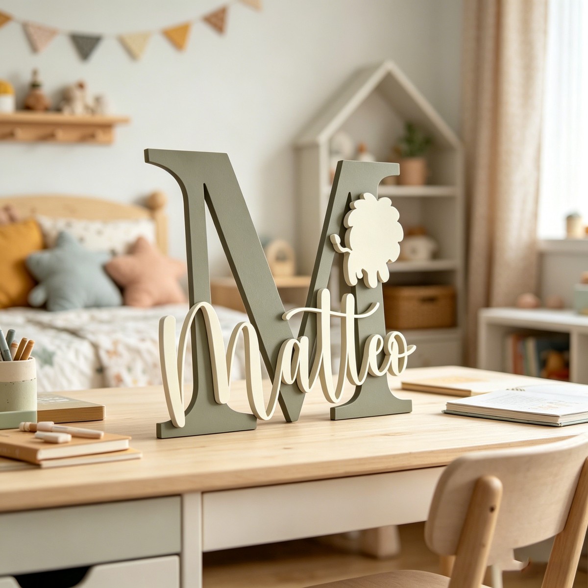 1 Buah Plakat Nama Kayu Inisia - Baby Nursery Diy ulasan dan harga