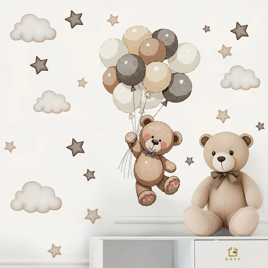 Stiker Dinding Beruang Teddy y - Baby Nursery Wallpaper ulasan dan harga