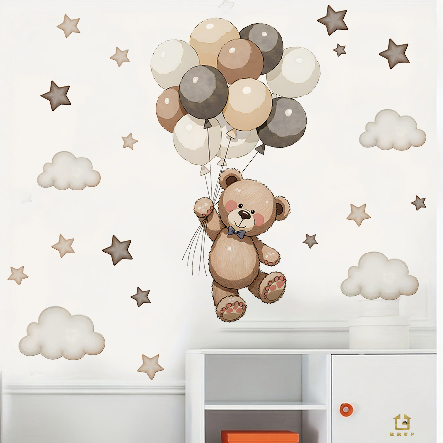 Stiker Dinding Beruang Teddy y - Baby Nursery Wallpaper ulasan dan harga