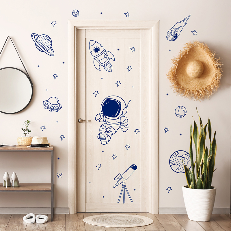 Stiker Dinding Roket Planet As - Baby Nursery Wallpaper ulasan dan harga