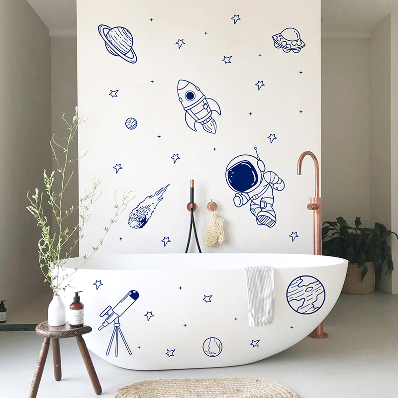 Stiker Dinding Roket Planet As - Baby Nursery Wallpaper ulasan dan harga