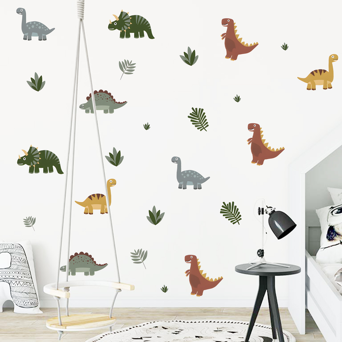 Stiker dinding hewan daun dino - Baby Nursery Wallpaper ulasan dan harga