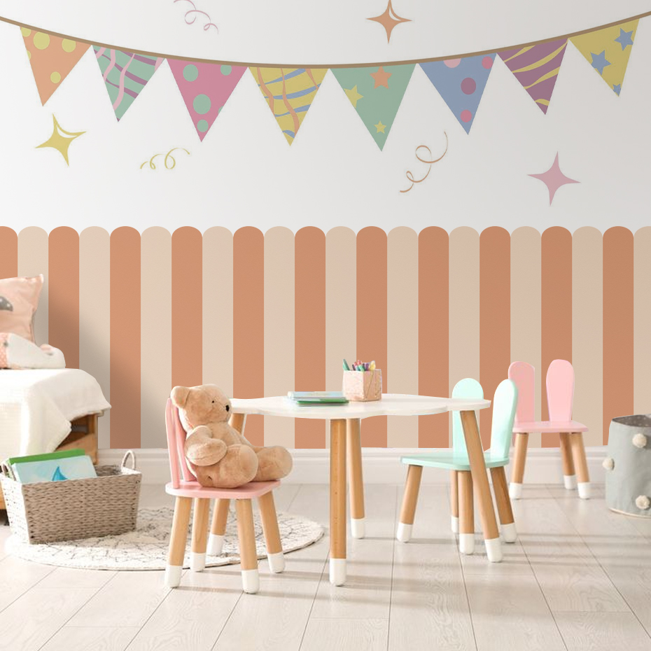 Wallpaper Busur Bergaris Verti - Baby Nursery Decals ulasan dan harga