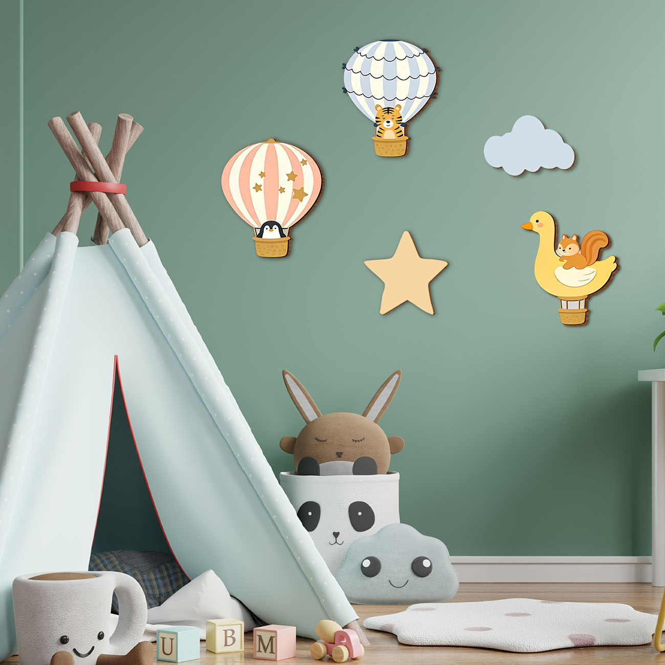 5 Buah Stiker Dinding Kayu Bal - Baby Nursery Wallpaper ulasan dan harga